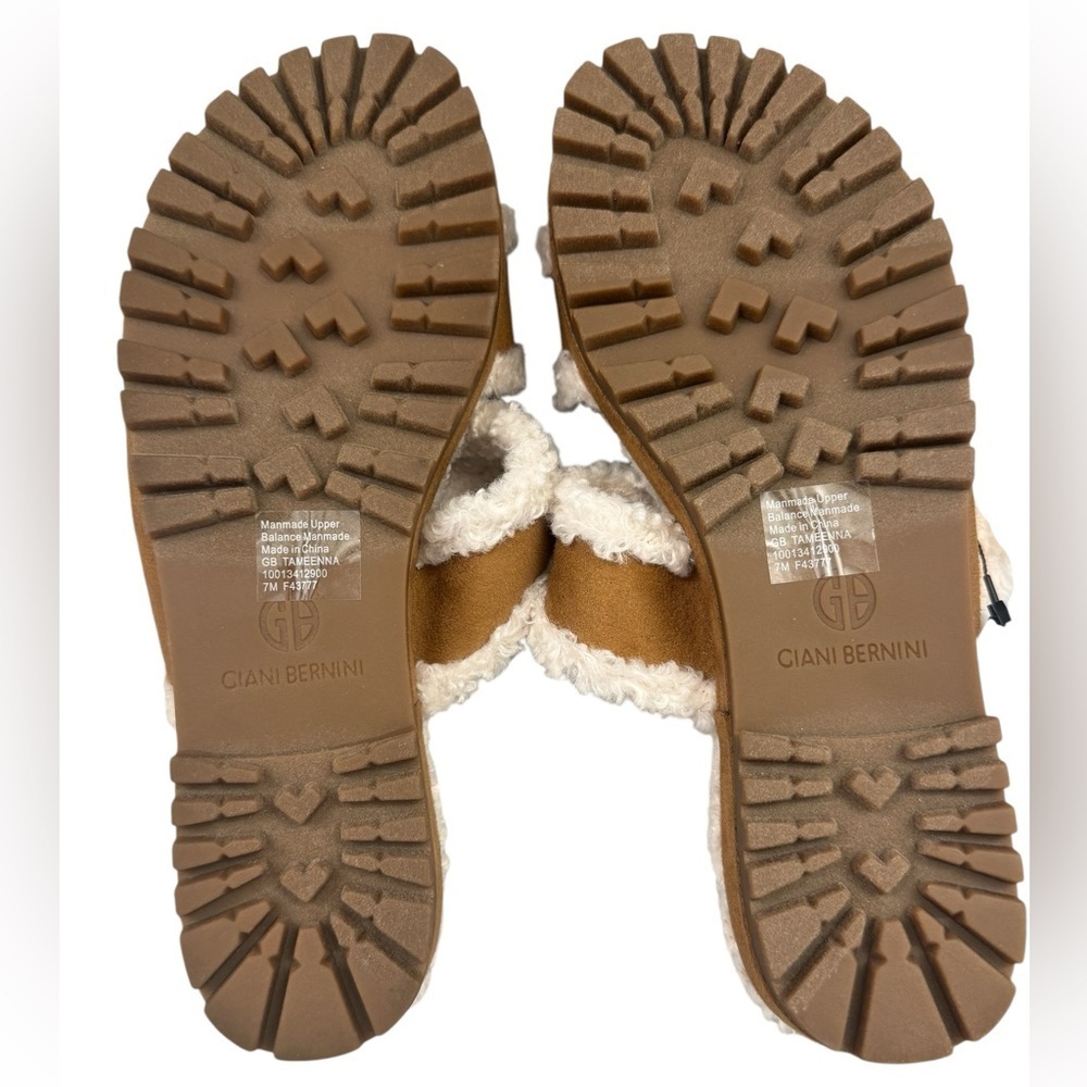 Giani Bernini Women's Tameenna Lug Sole Furry Memory Sole Sandals Brown Size 7 - Picture 9 of 10